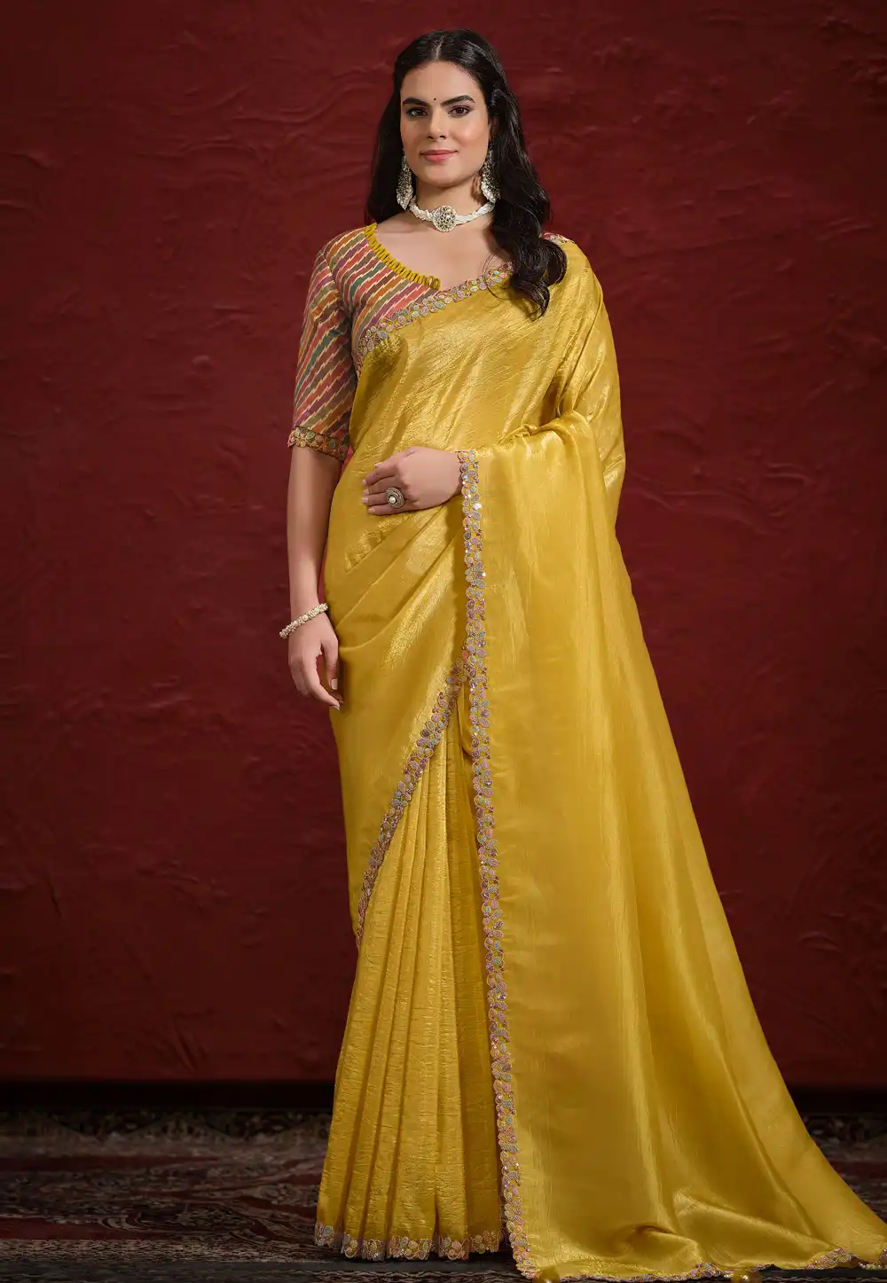 Yellow Silk Saree With Blouse 294193