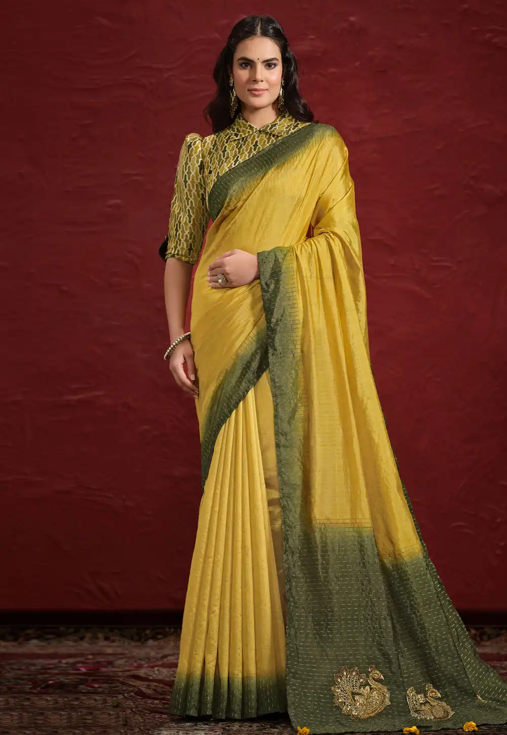 Yellow Silk Saree With Blouse 294200