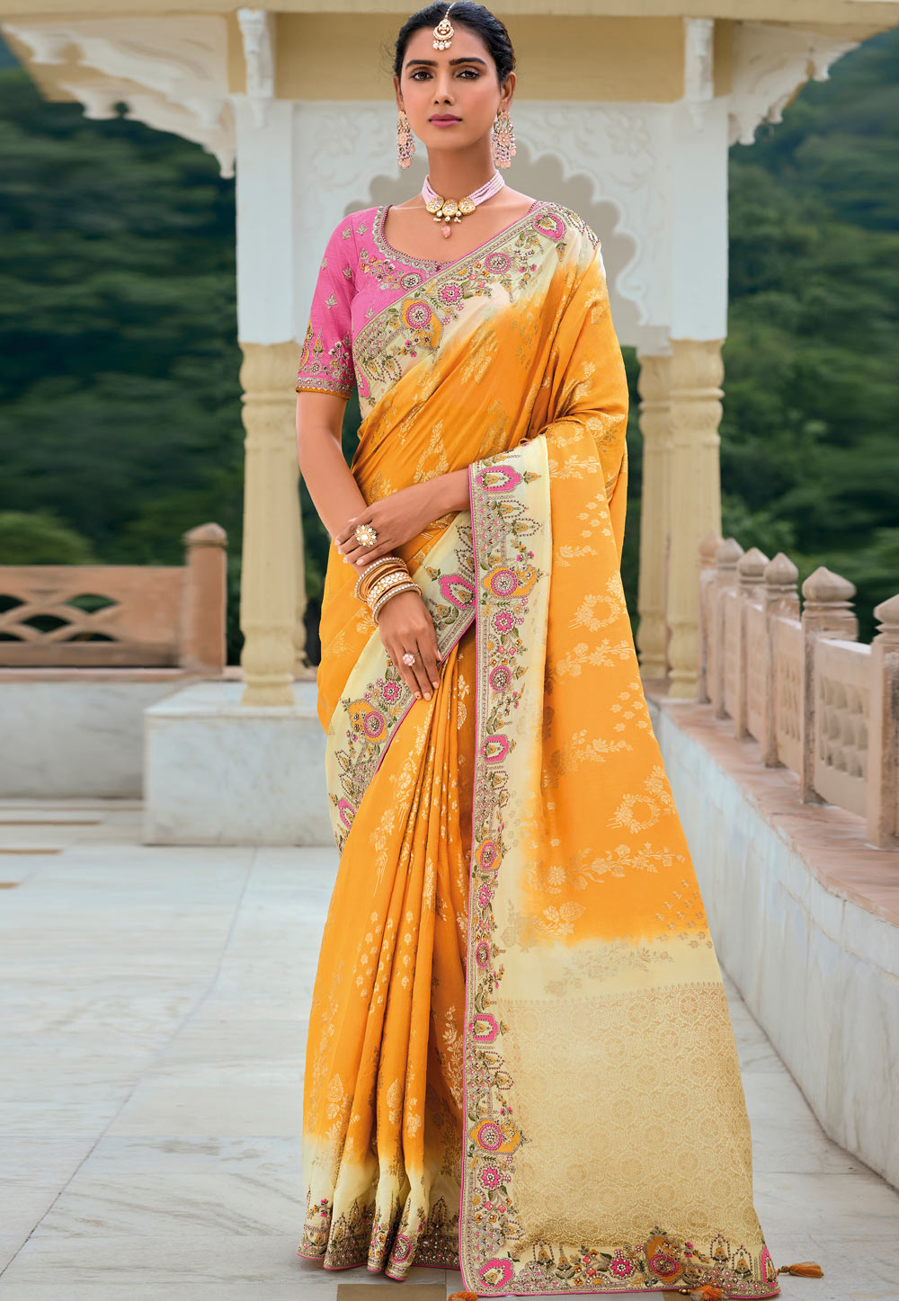 Yellow Silk Saree With Blouse 305012