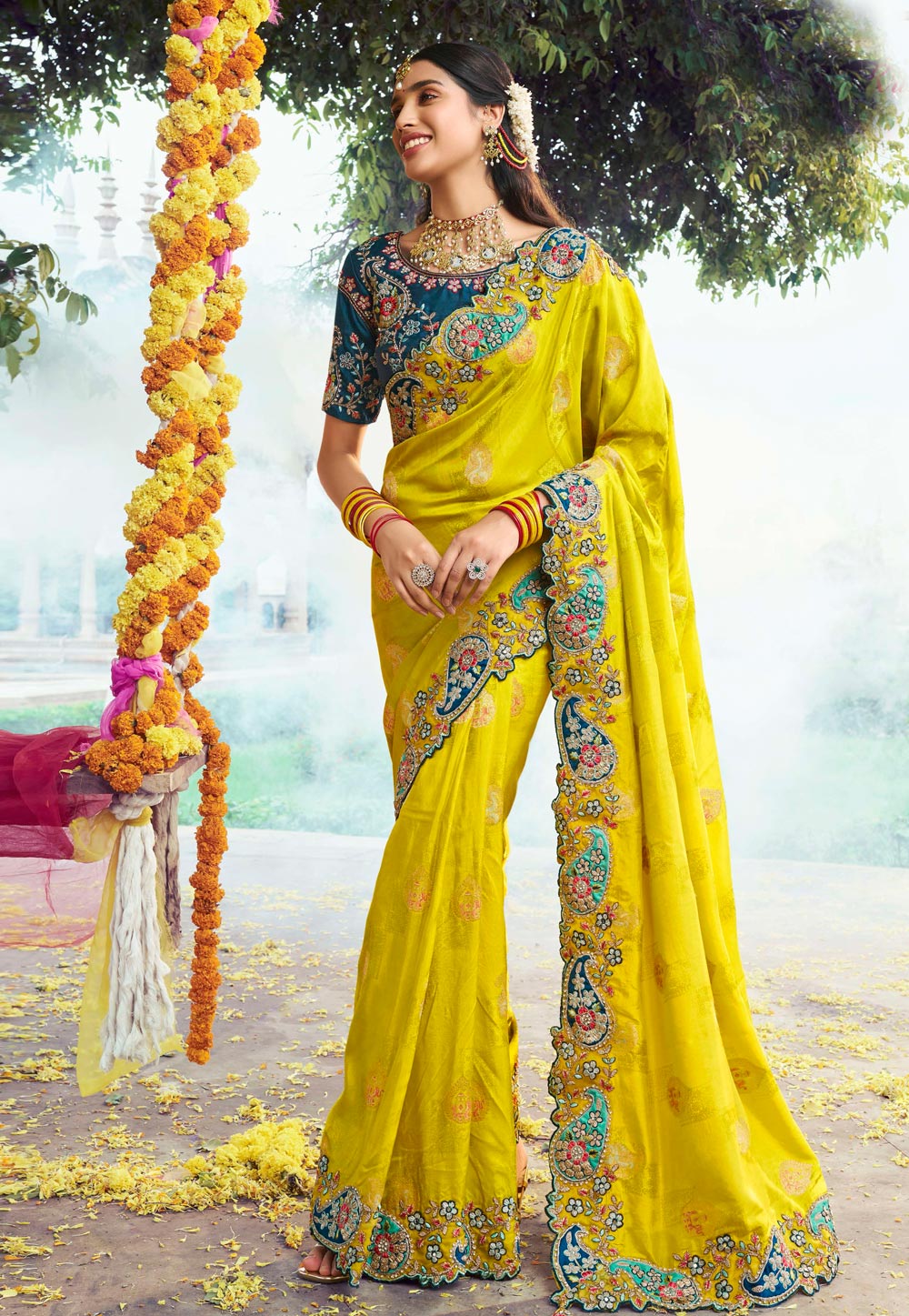 Yellow Silk Saree With Blouse 305841