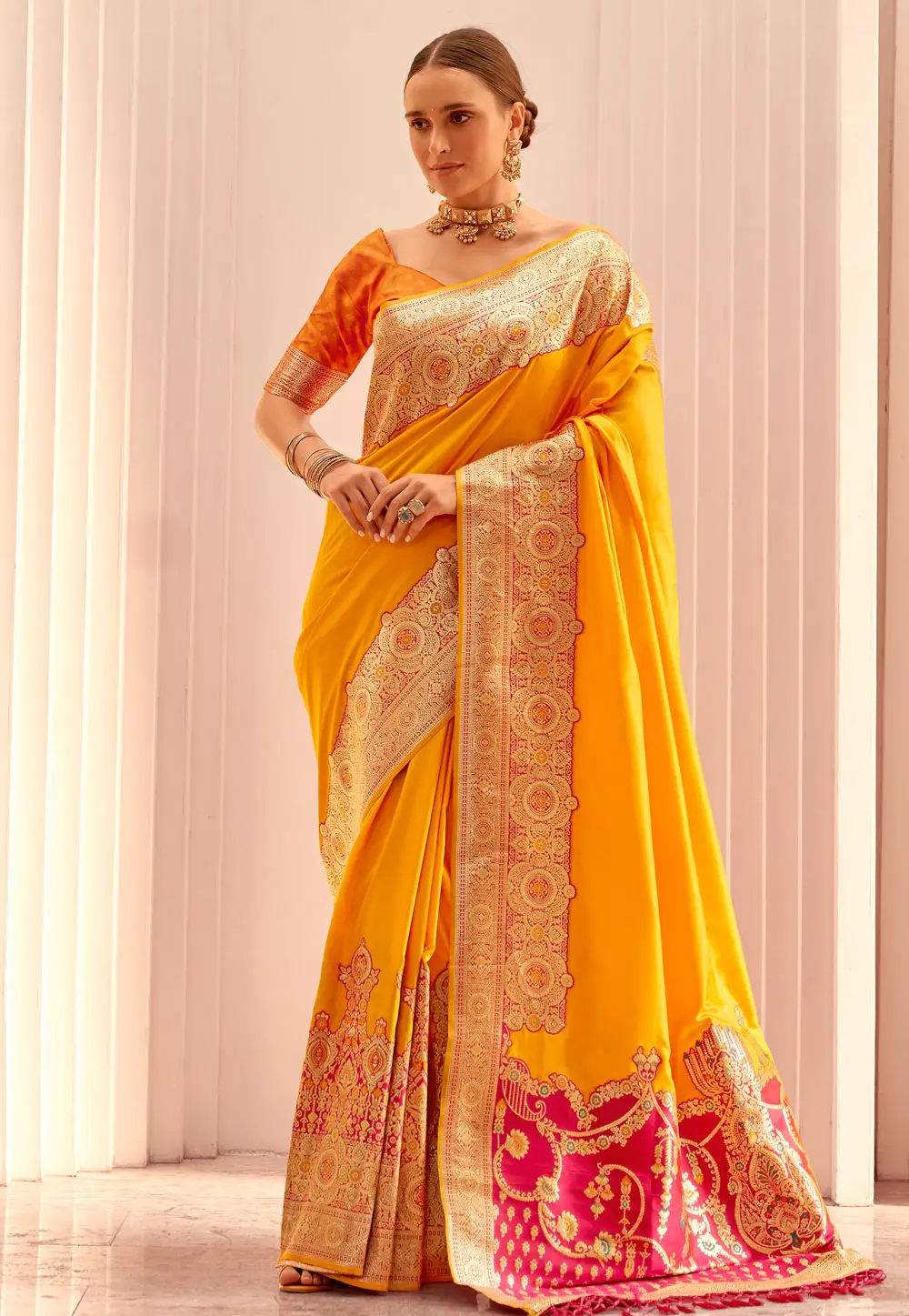 Yellow Silk Saree With Blouse 296802