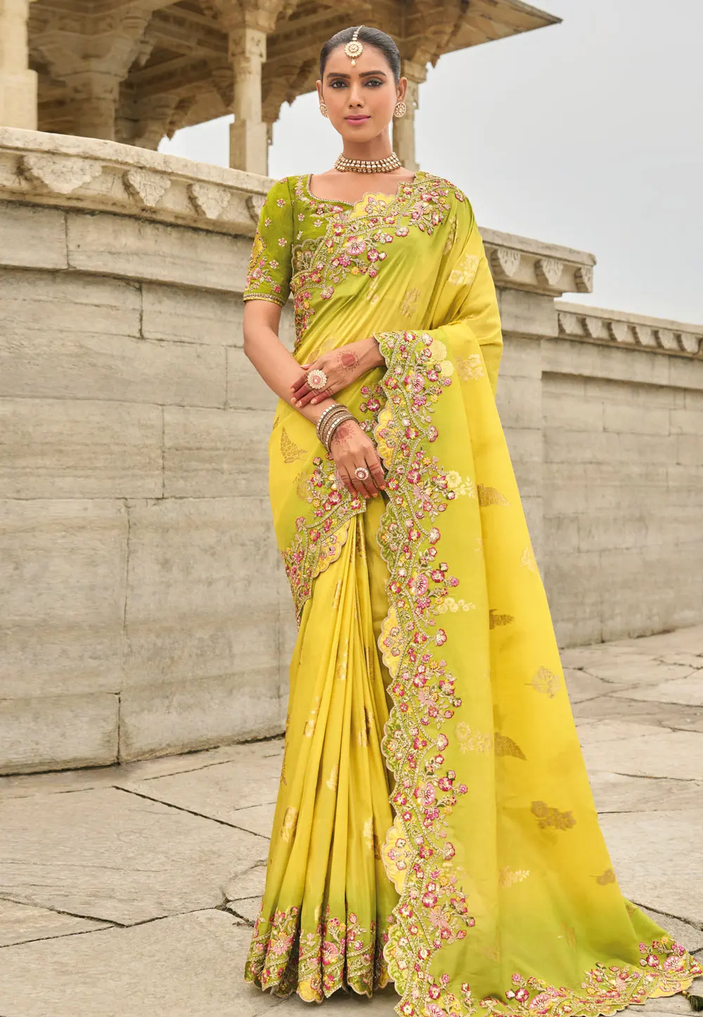 Yellow Silk Saree With Blouse 303294