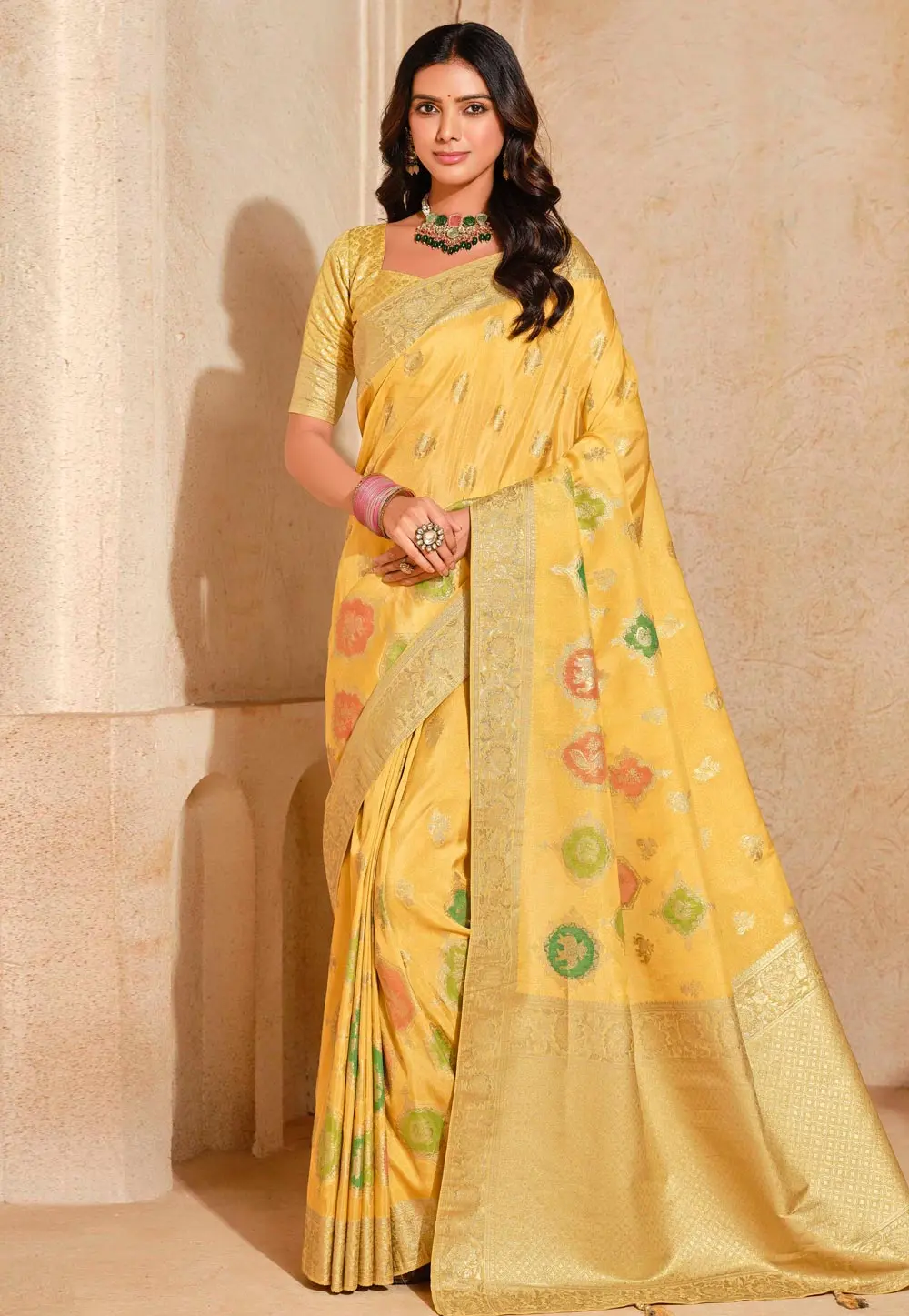 Yellow Silk Saree With Blouse 304149