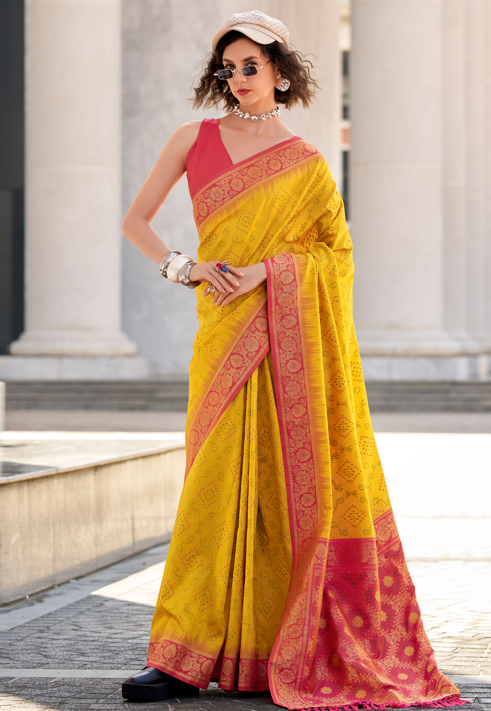 Yellow Silk Saree With Blouse 305389