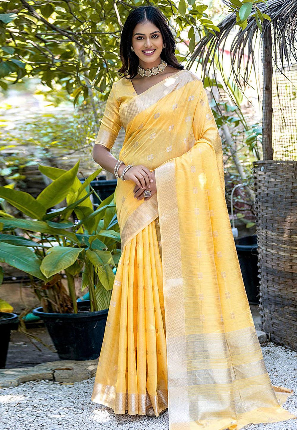 Yellow Silk Saree With Blouse 281760