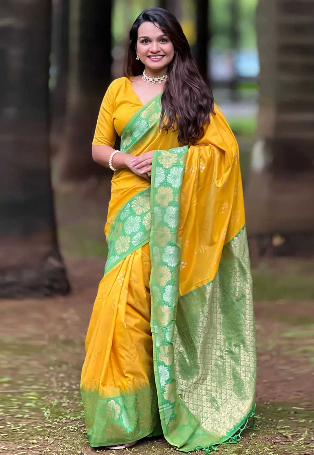 Yellow Silk Saree With Blouse 295925