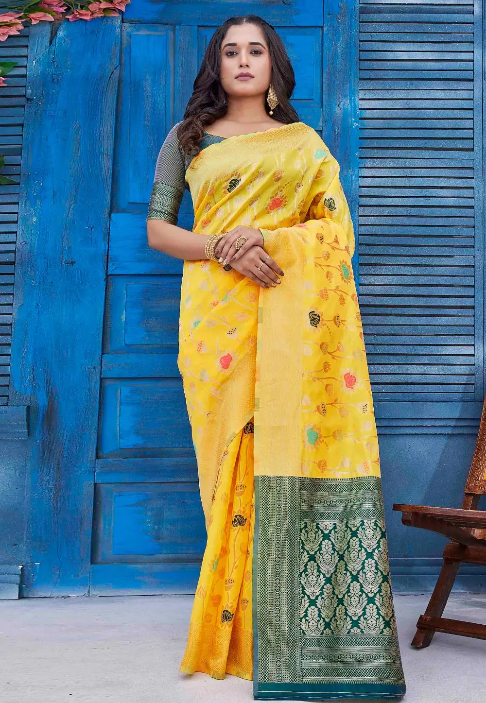 Yellow Silk Saree With Blouse 298823