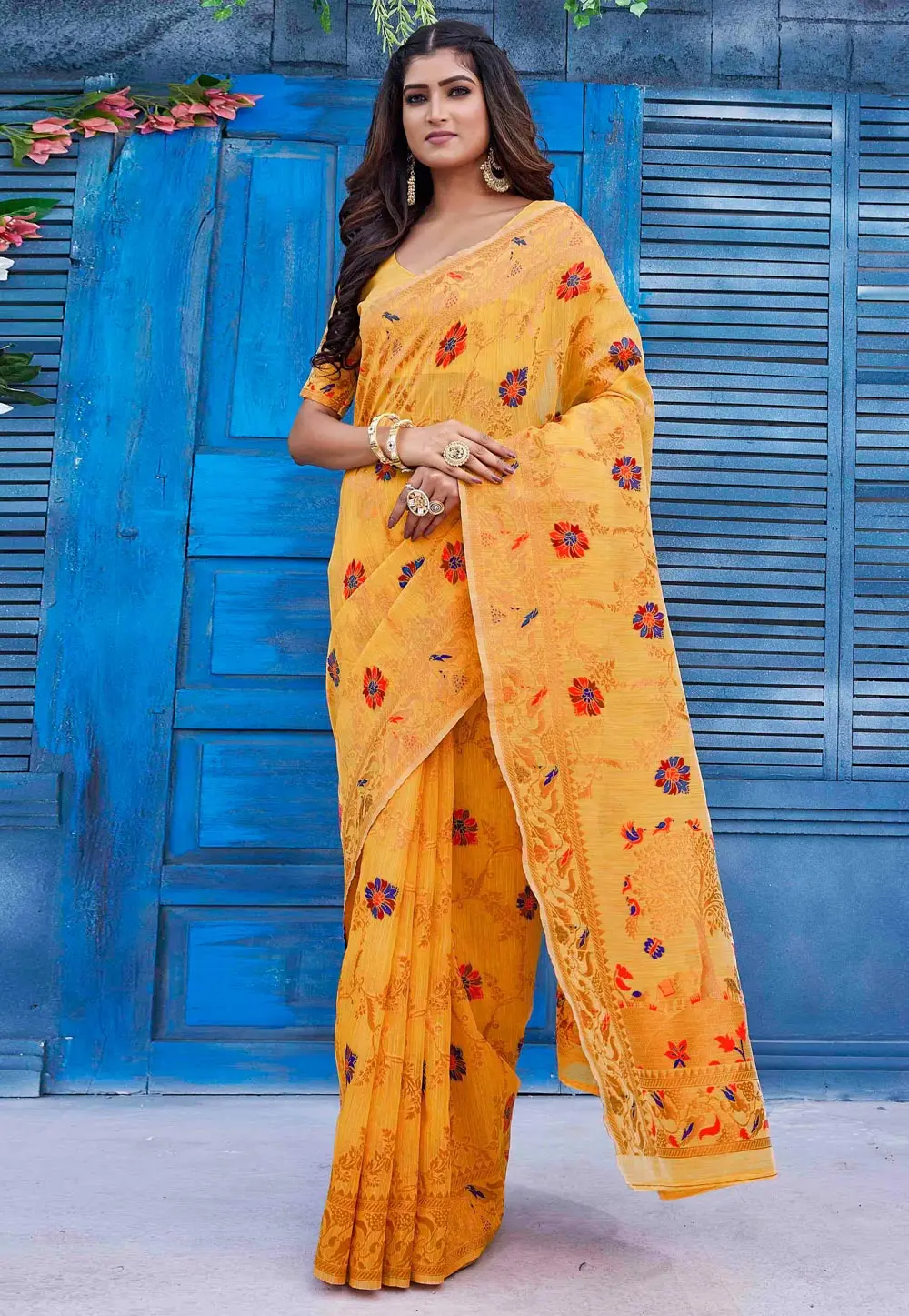 Yellow Silk Saree With Blouse 298825