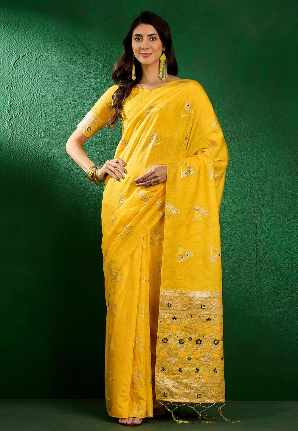 Yellow Silk Saree With Blouse 283527