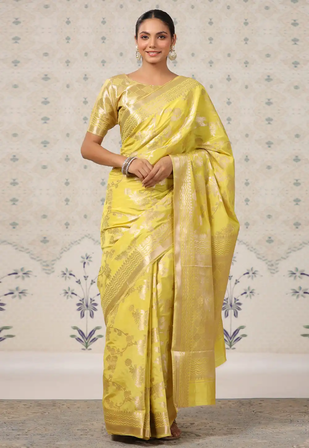 Yellow Silk Saree With Blouse 295055