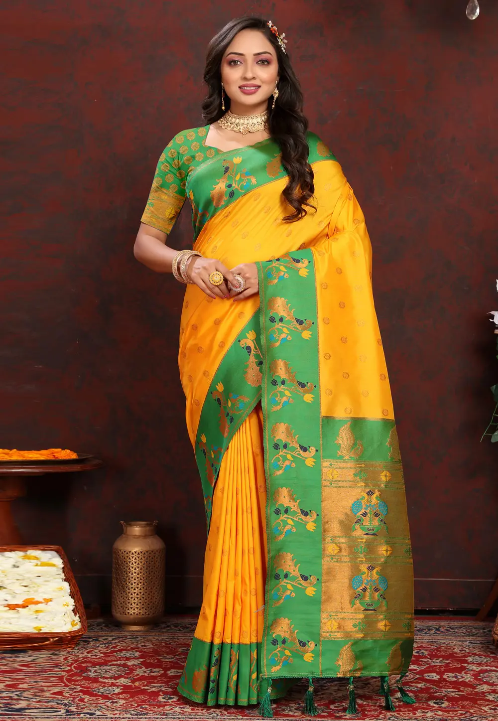 Yellow Silk Saree With Blouse 304384