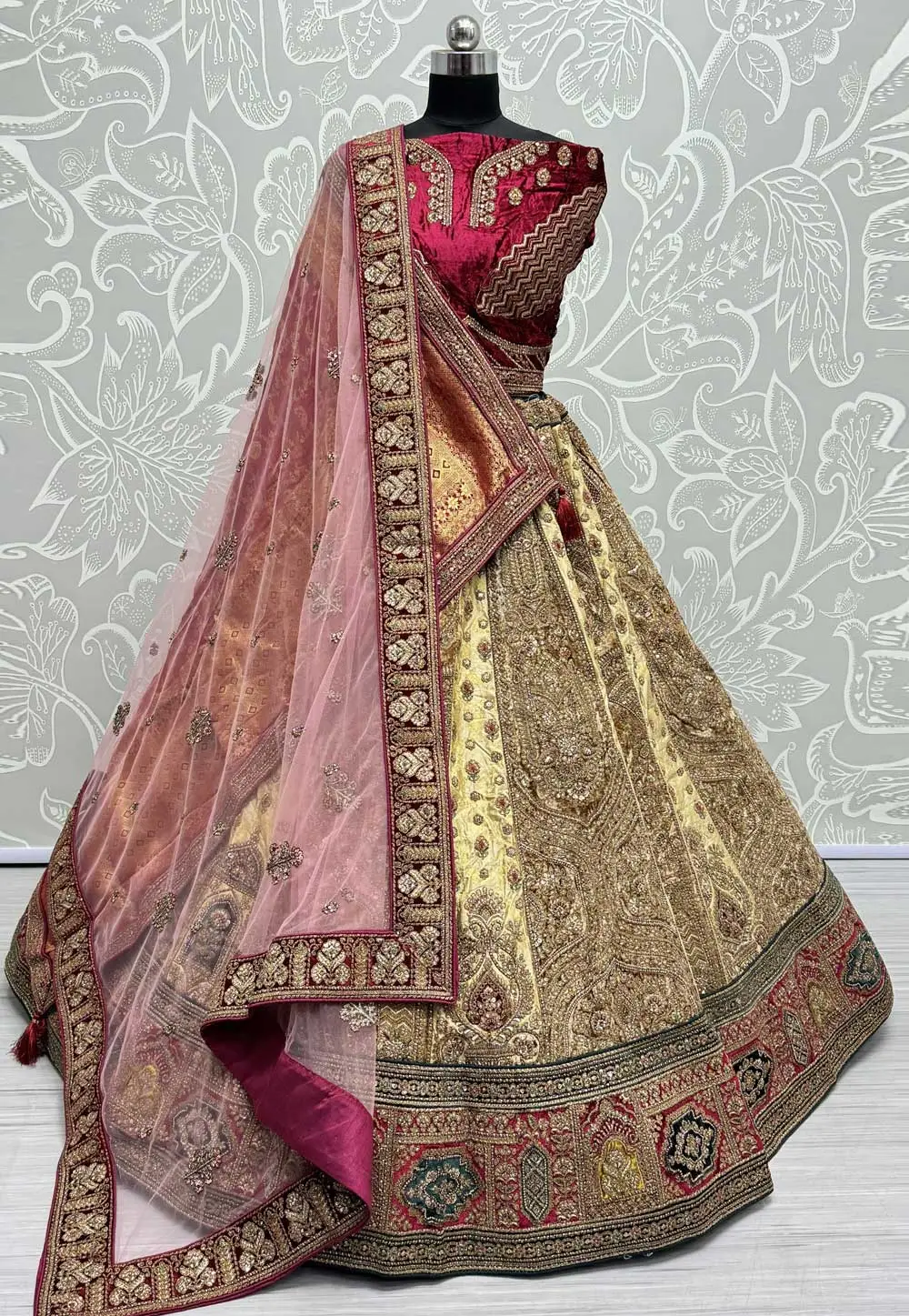 Yellow Silk Wedding Lehenga Choli 295552