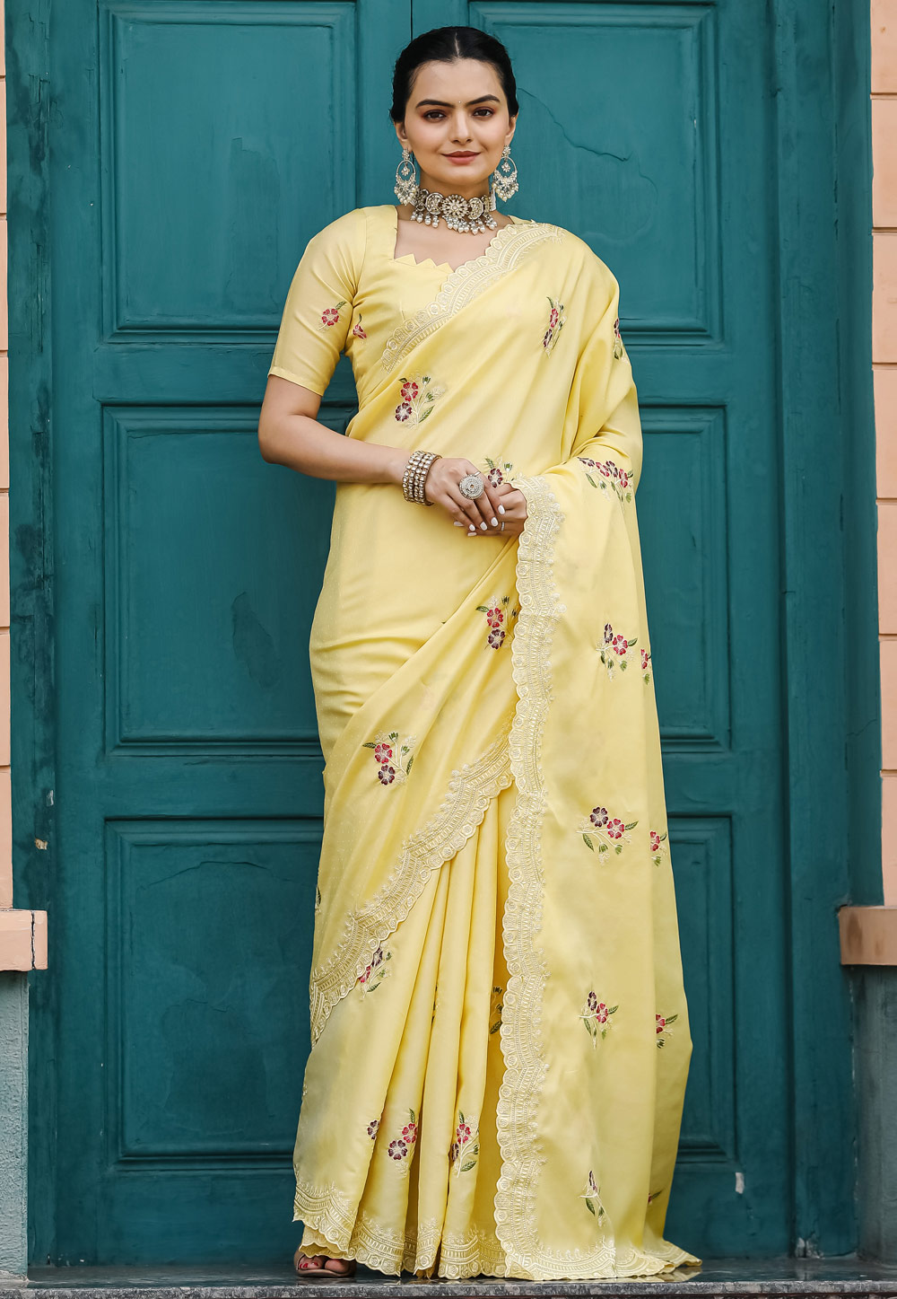 Yellow Tussar Saree With Blouse 287675