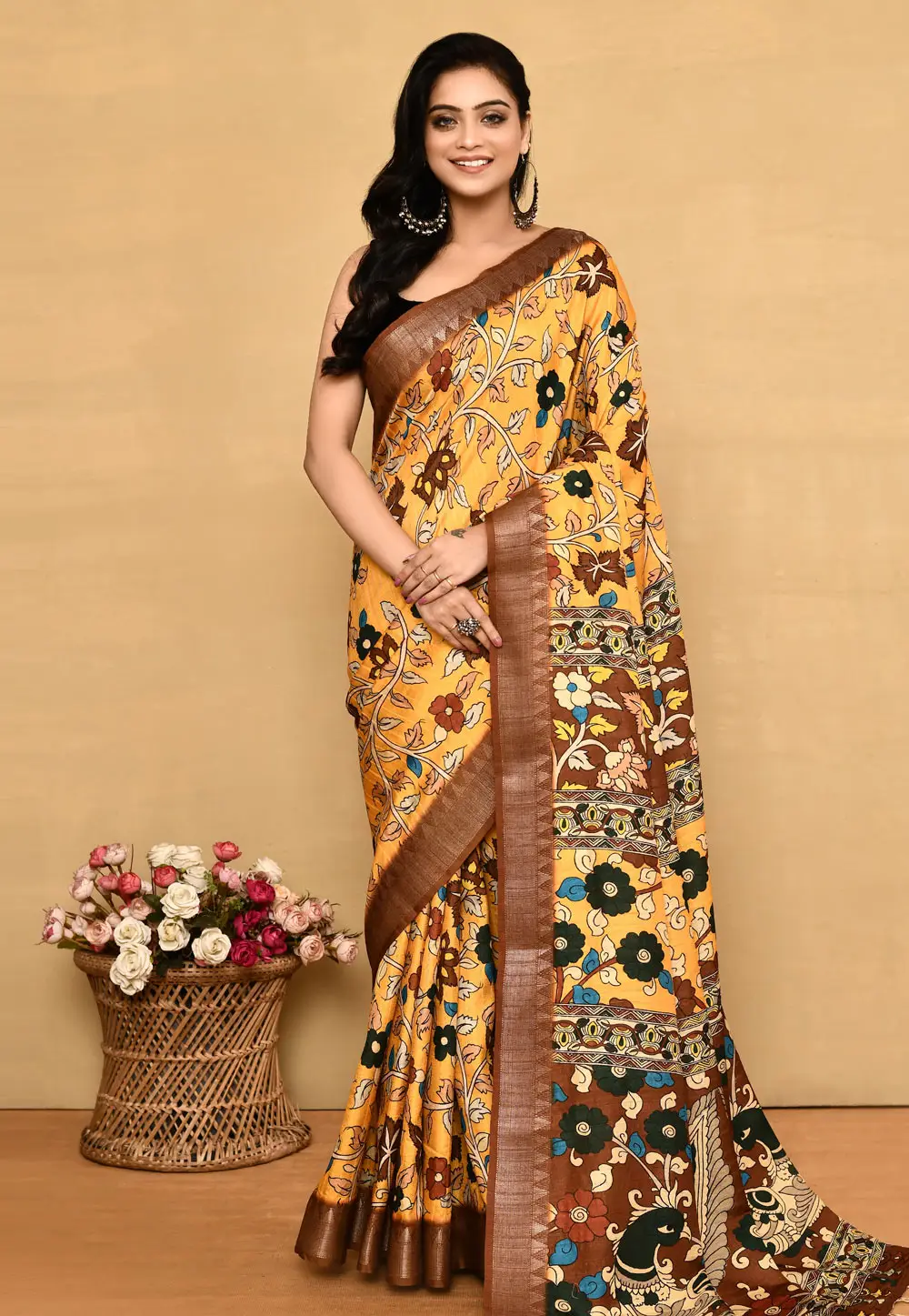 Yellow Tussar Silk Saree With Blouse 296292