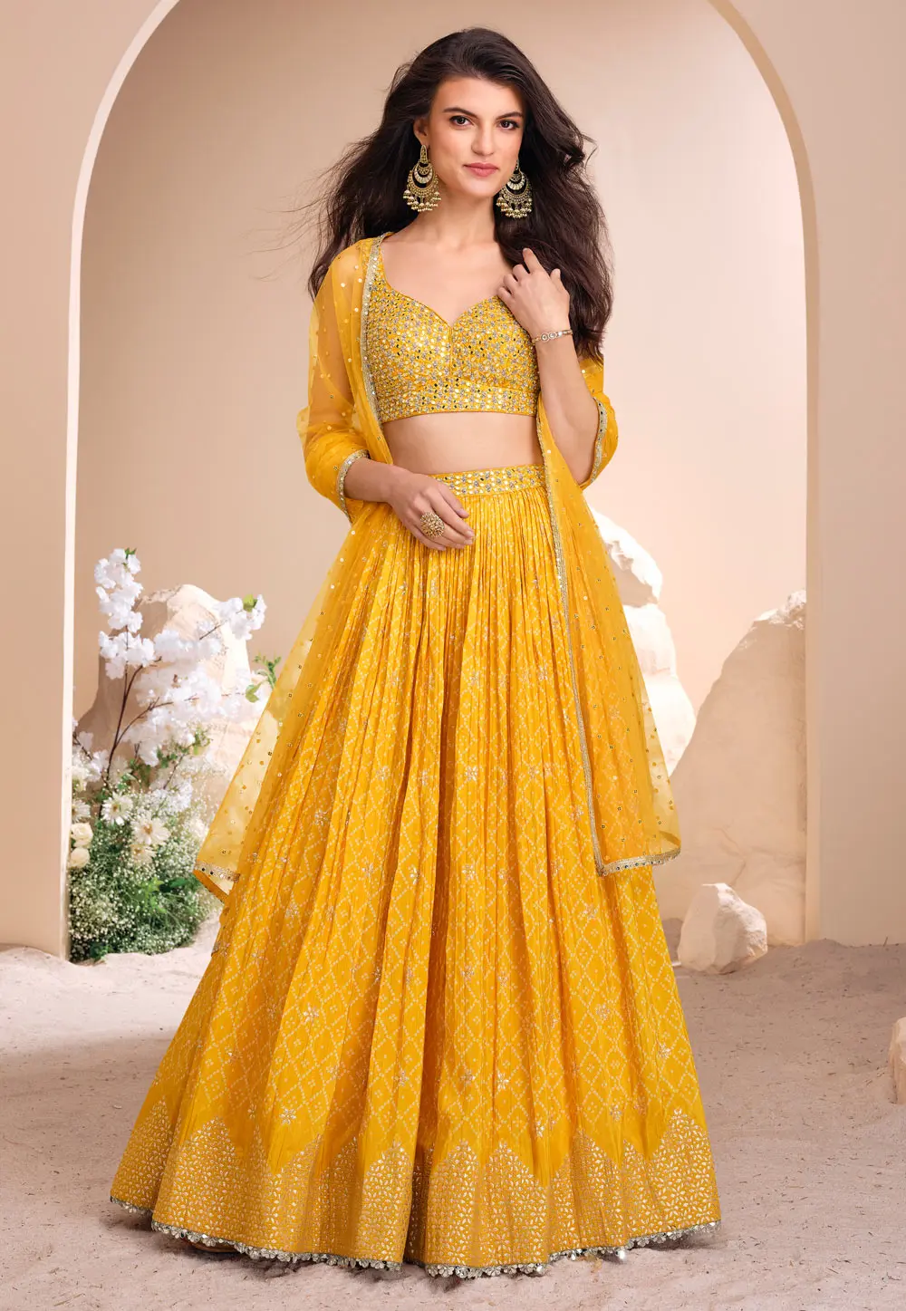 Yellow Viscose Lehenga Choli 304757