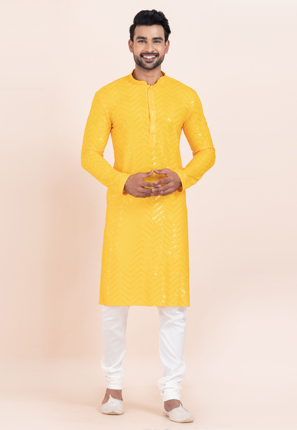 Yellow Viscose Rayon Kurta Pajama 304815