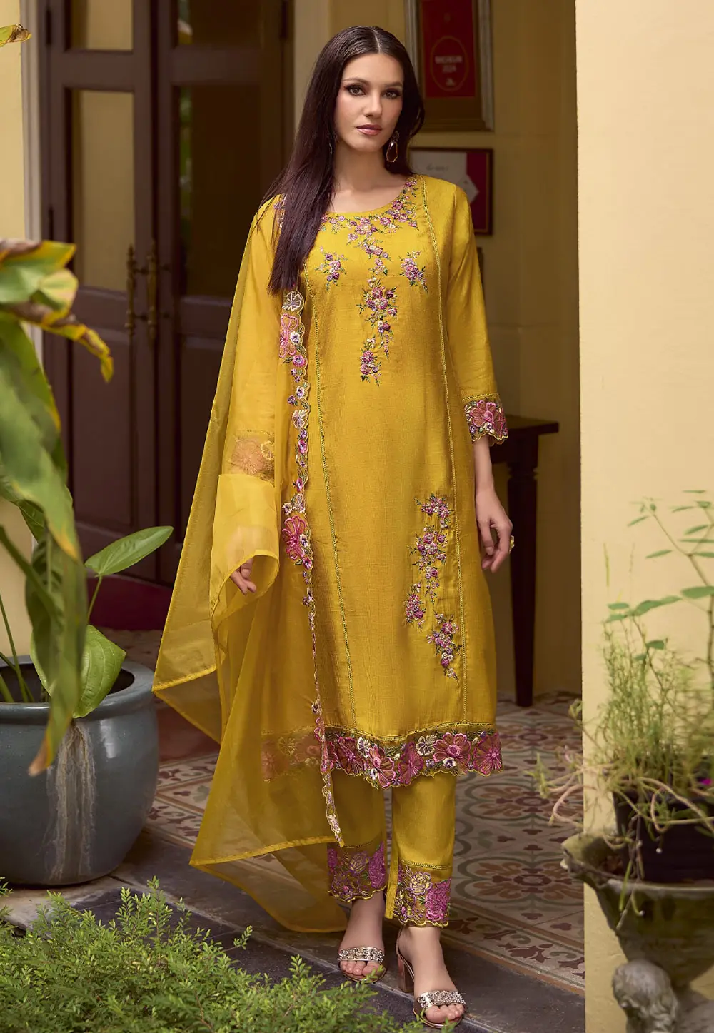 Yellow Viscose Readymade Pakistani Suit 295201