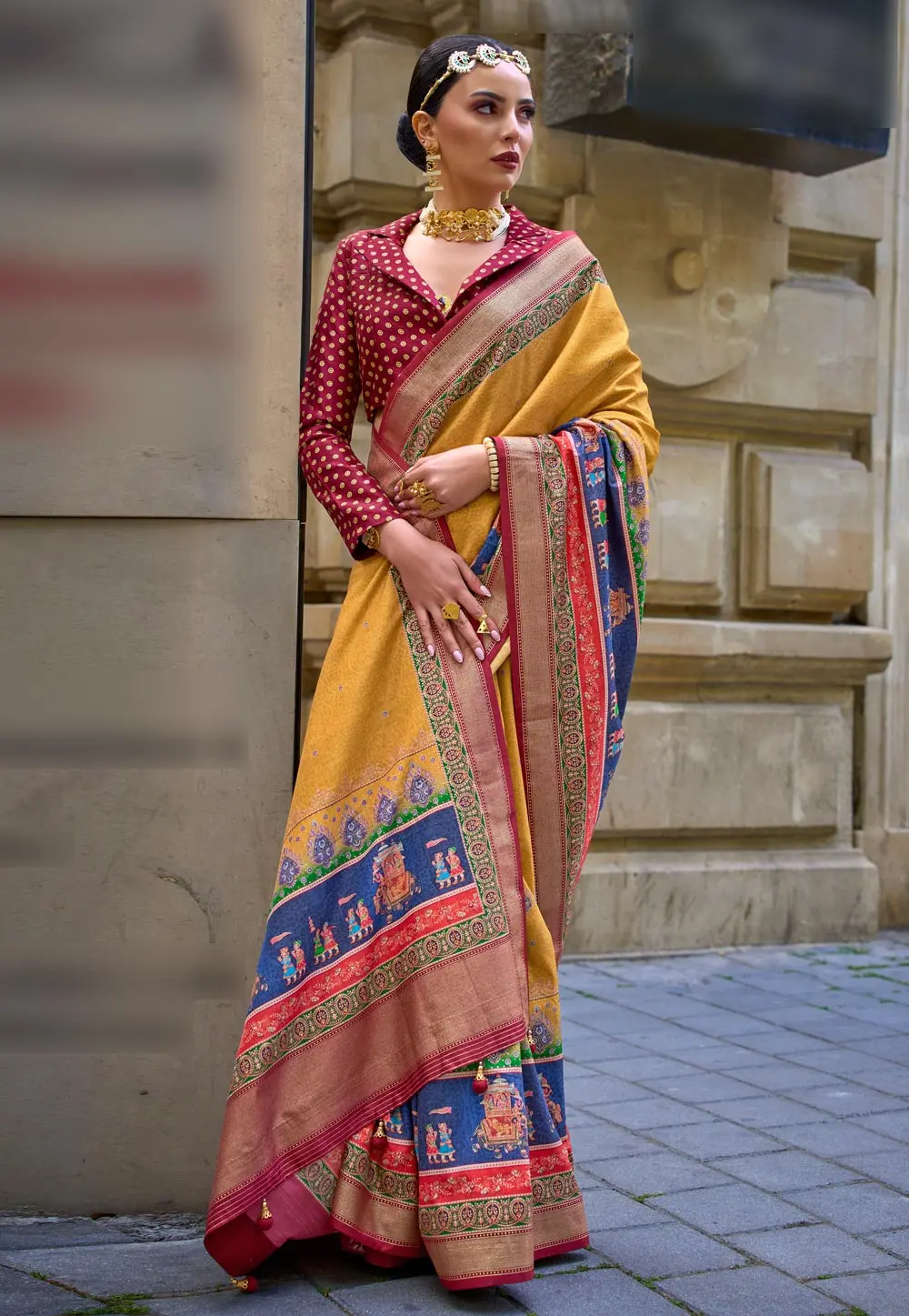 Yellow Viscose Saree With Blouse 301065