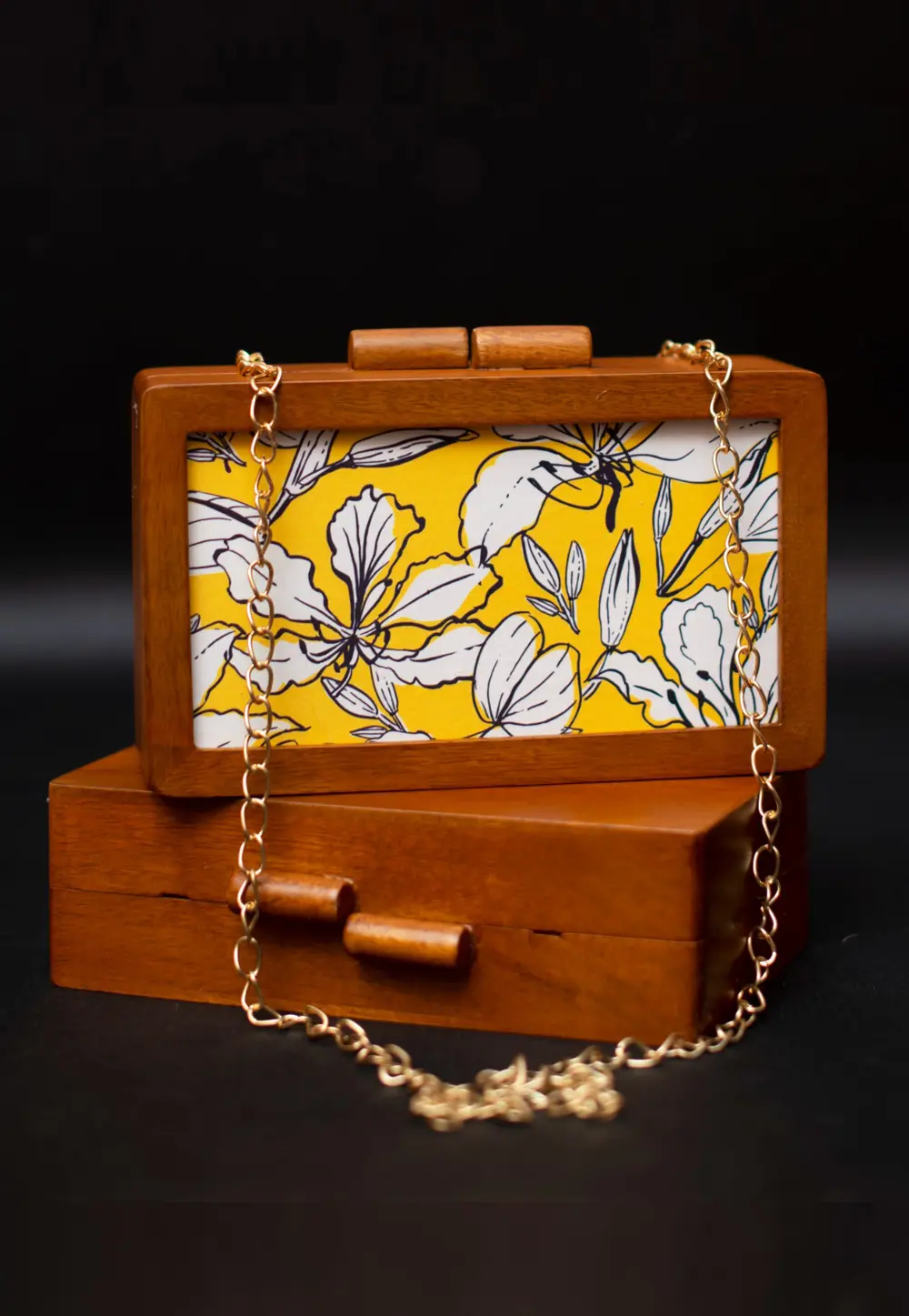 Yellow Wooden Clutch 297605