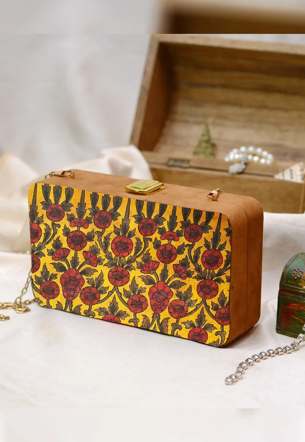 Yellow Wooden Clutch 299002