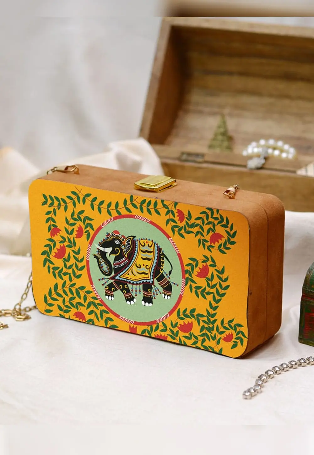 Yellow Wooden Clutch 299019