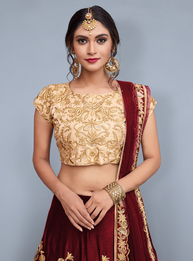 Shilpa shetty in dark maroon velvet garara with golden blouse .. Beautiful  blouse cut | Designer lehenga choli, Saree designs, Indian bridal wear