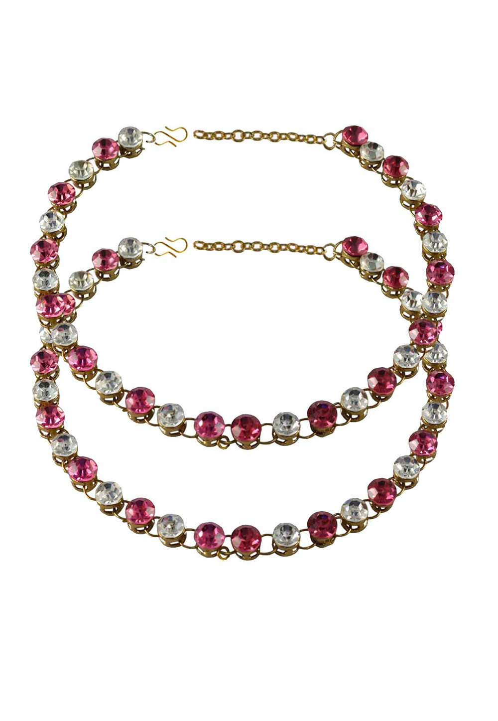 Pink Brass Gold Plated Anklets 171254