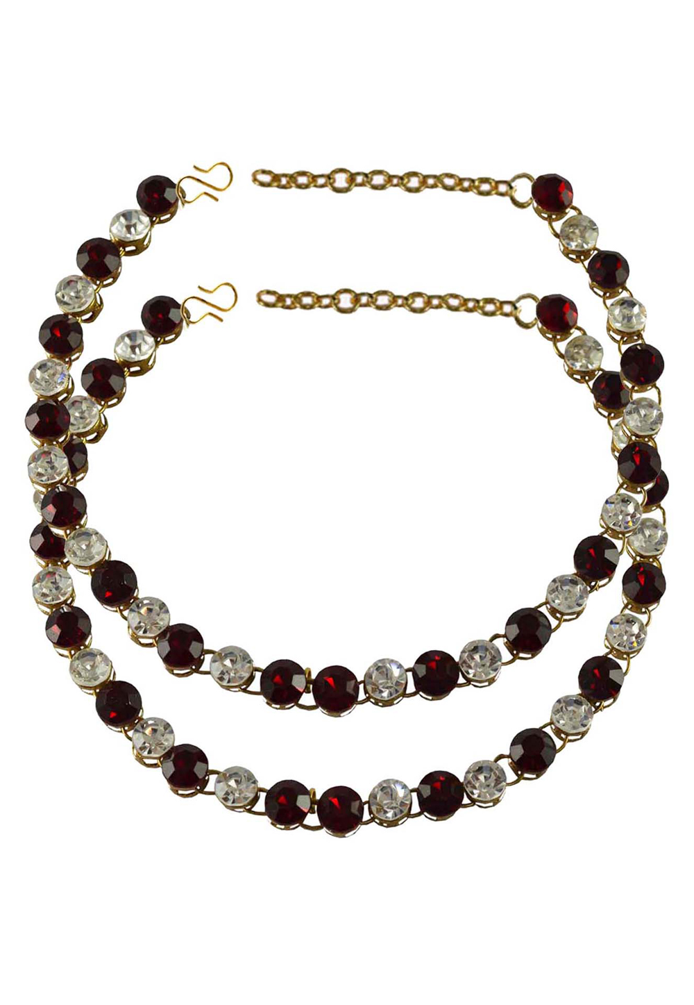 Maroon Brass Gold Plated Anklets 171258