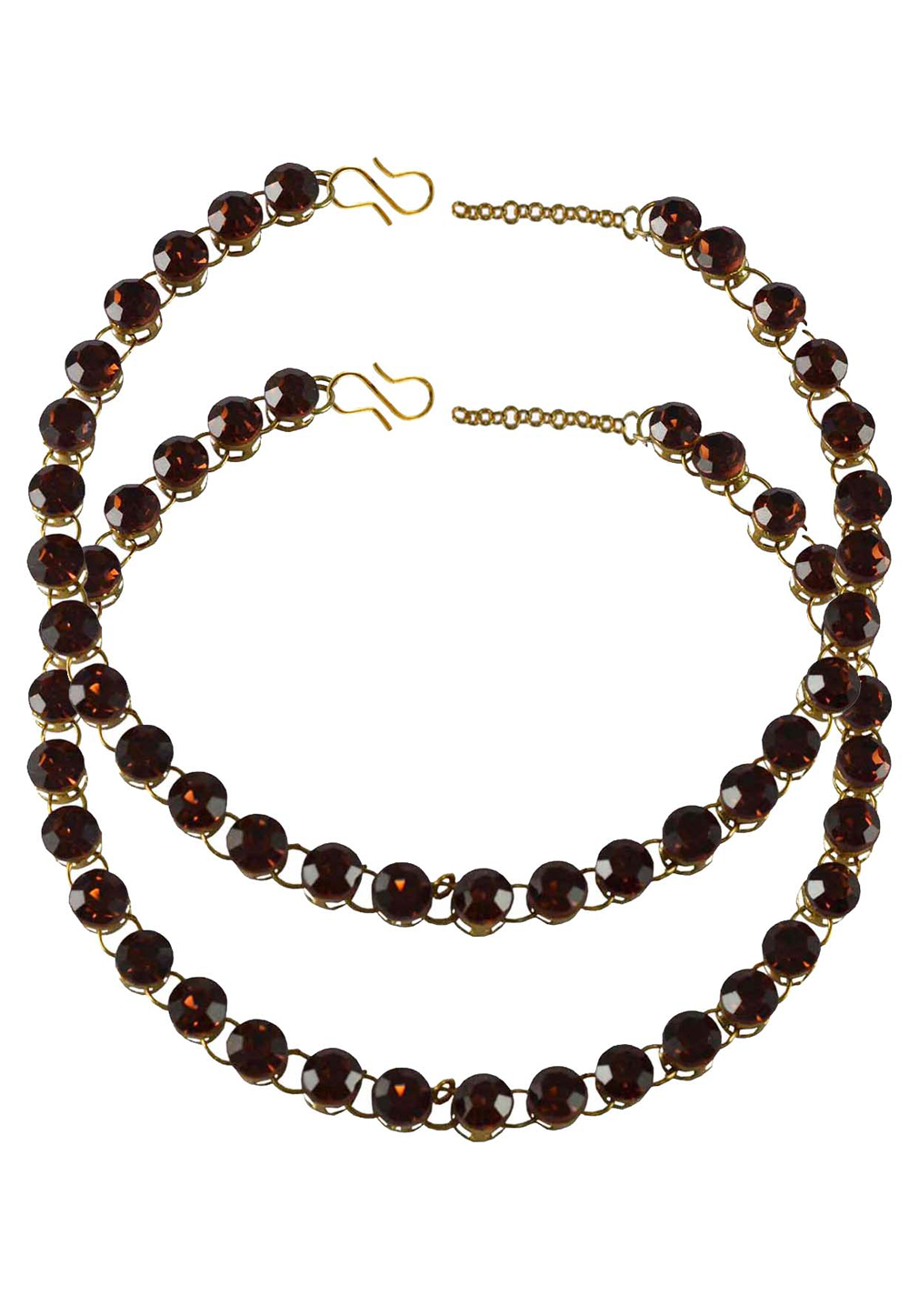 Maroon Brass Gold Plated Anklets 171263