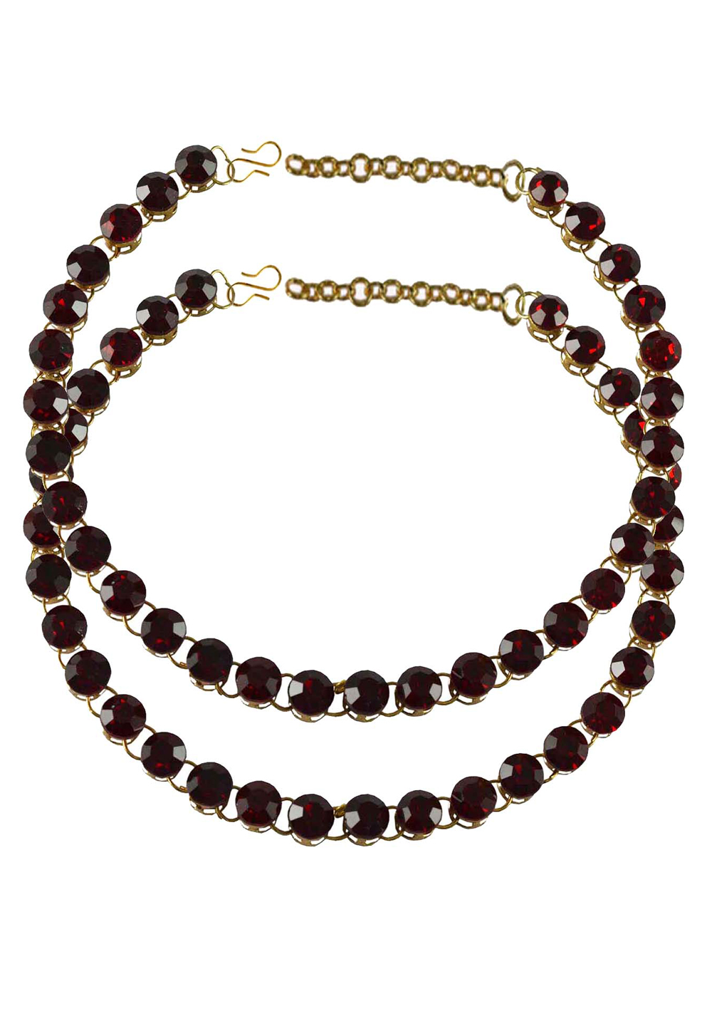 Maroon Brass Gold Plated Anklets 171264