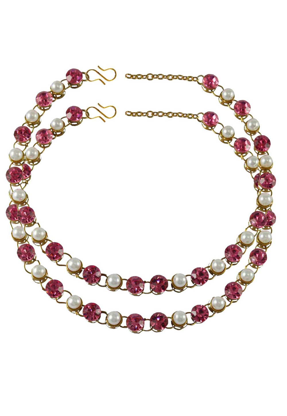 Pink Brass Gold Plated Anklets 171273