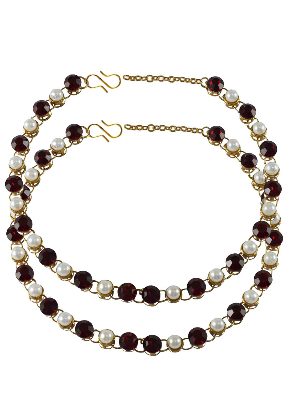 Maroon Brass Gold Plated Anklets 171274