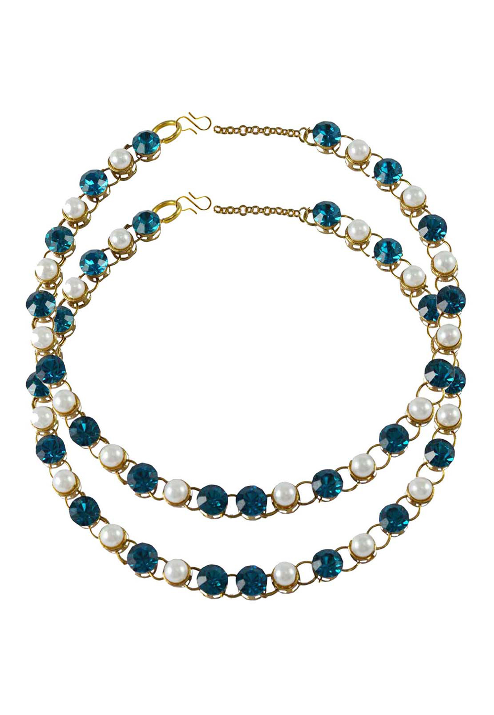 Blue Brass Gold Plated Anklets 171275