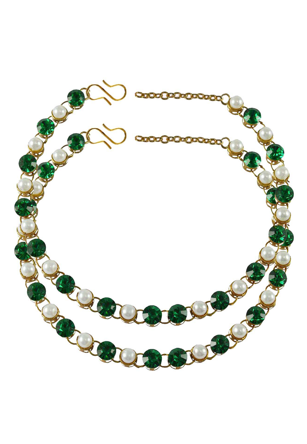 Green Brass Gold Plated Anklets 171276