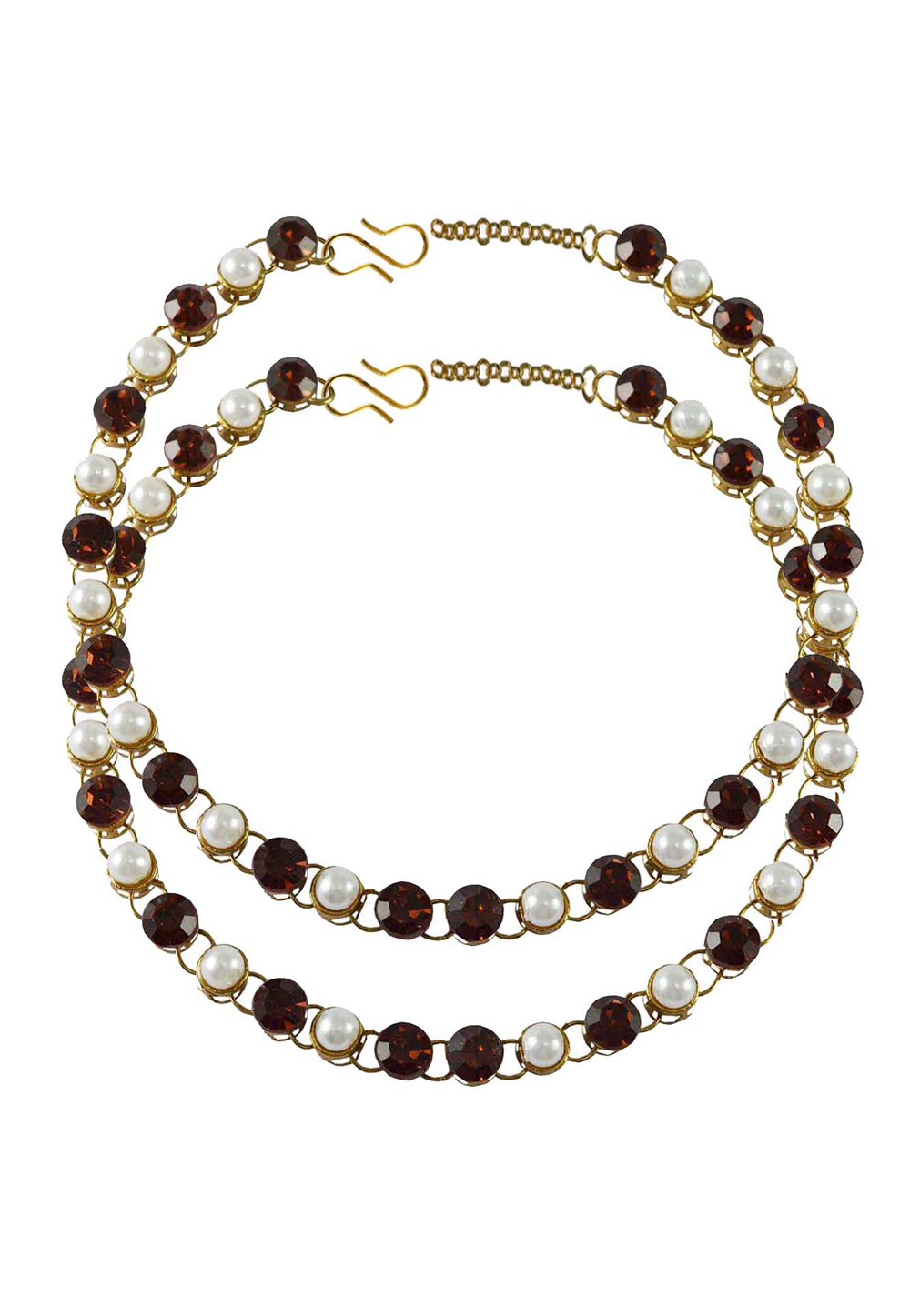 Maroon Brass Gold Plated Anklets 171278