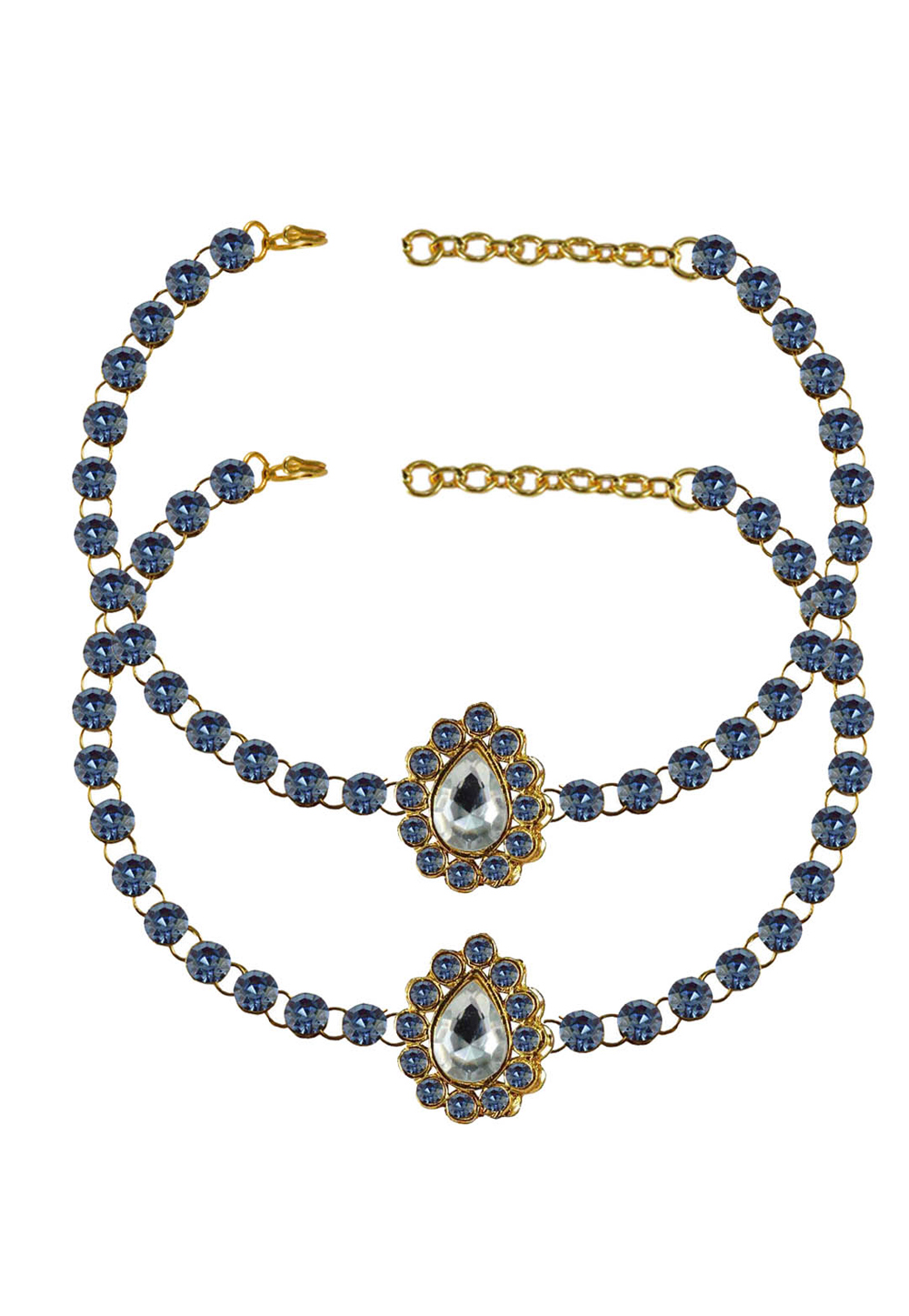 Blue Brass Gold Plated Anklets 171309