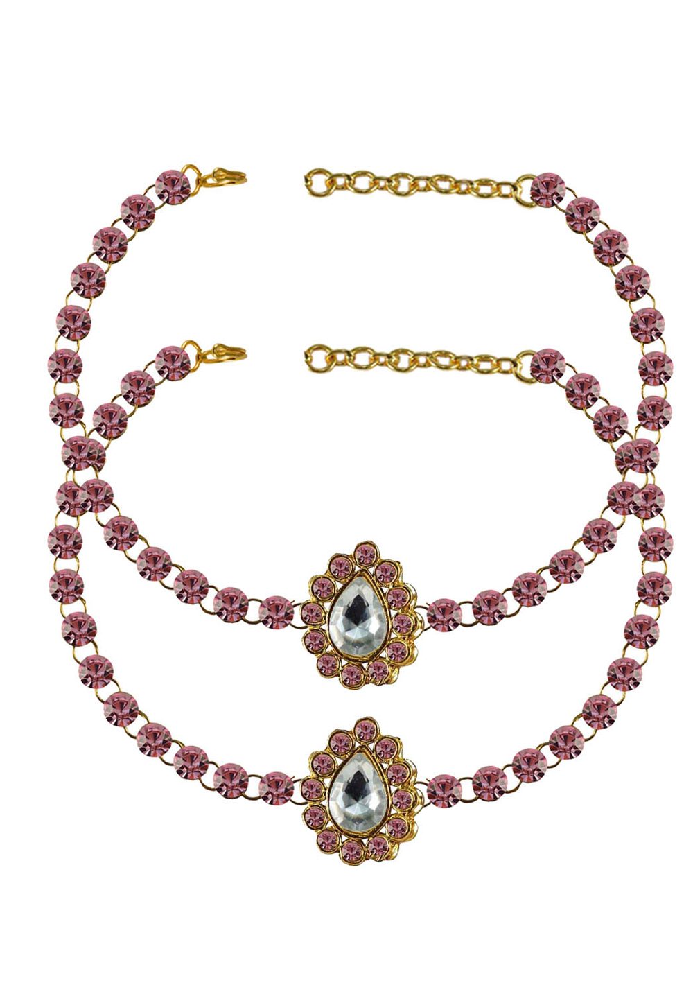 Pink Brass Gold Plated Anklets 171313