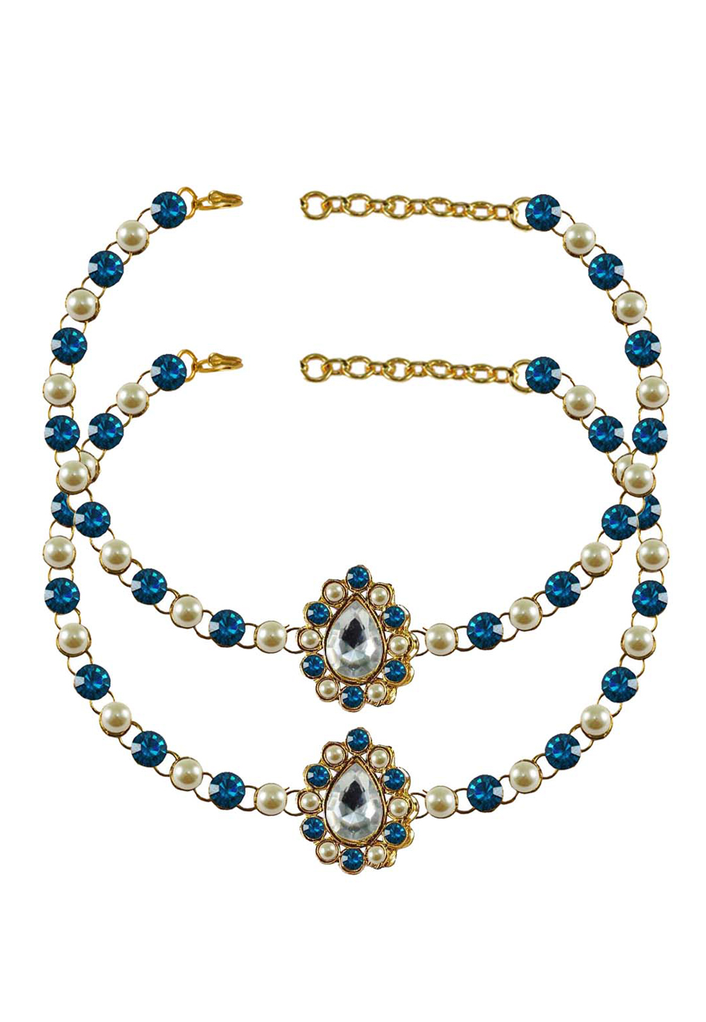 Blue Brass Gold Plated Anklets 171330
