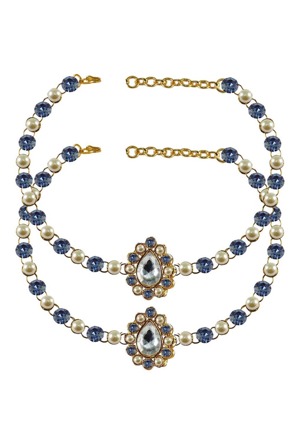 Blue Brass Gold Plated Anklets 171334