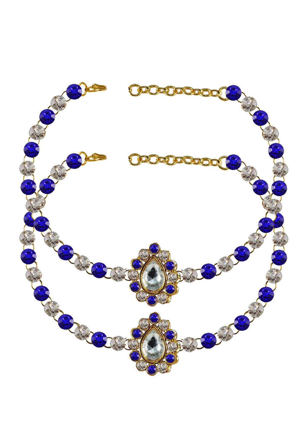 Blue Brass Gold Plated Anklets 171357