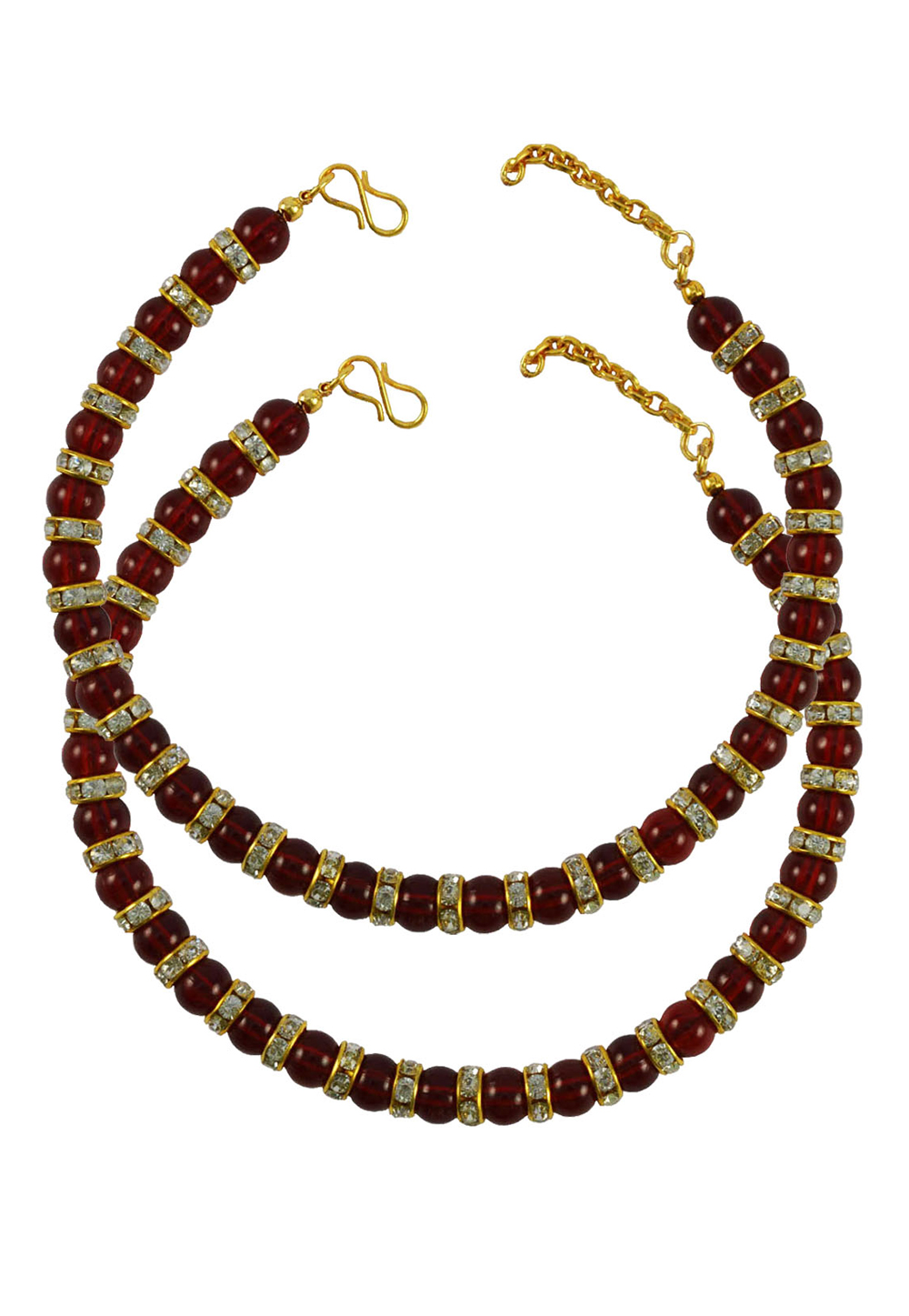 Maroon Brass Gold Plated Anklets 171371