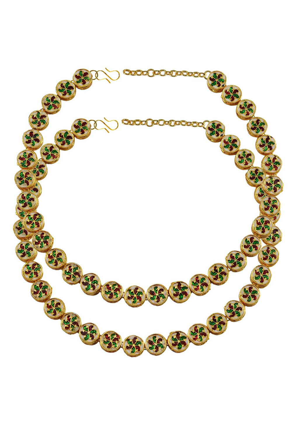 Green Brass Gold Plated Anklets 171376