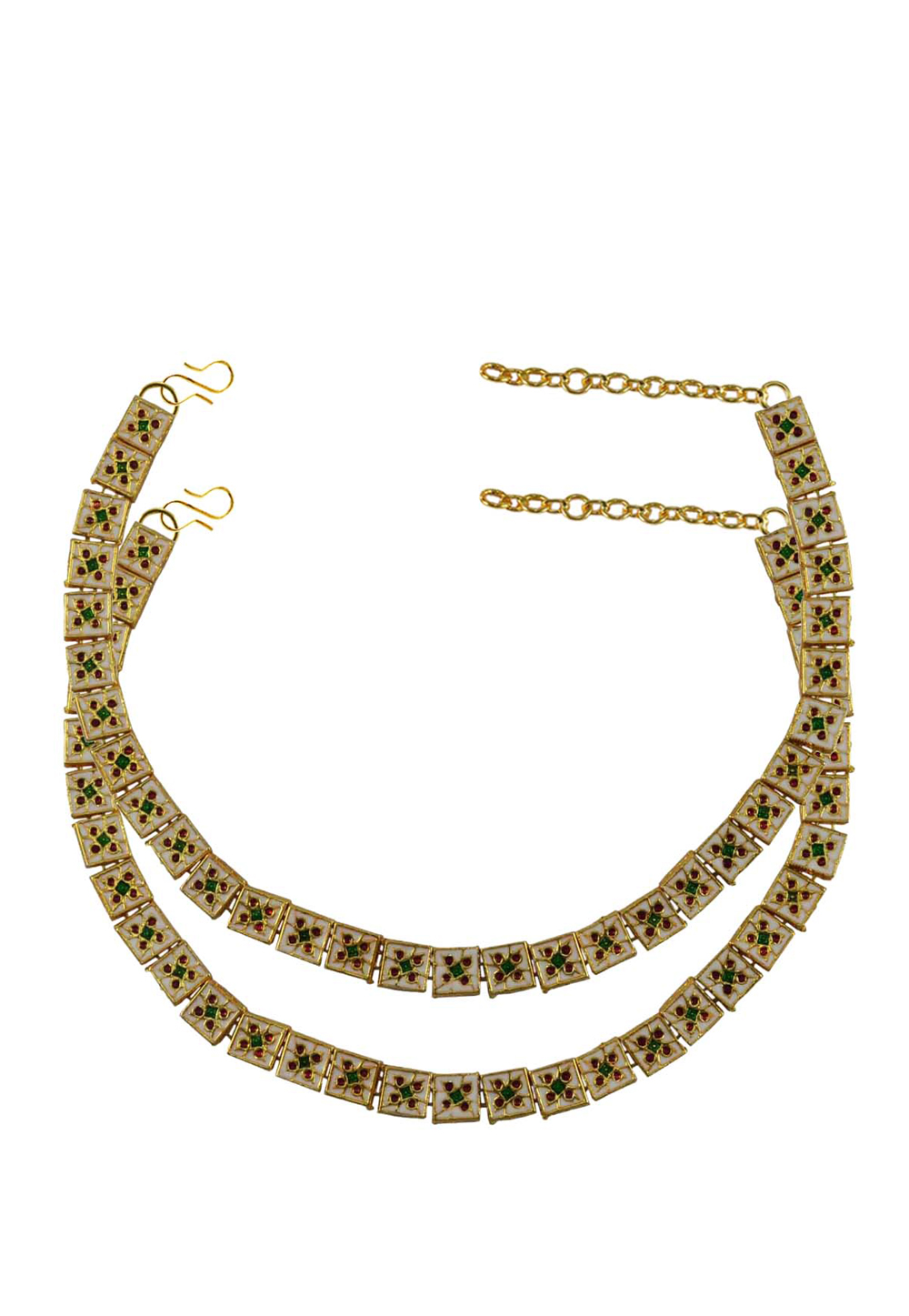 Green Brass Gold Plated Anklets 171378