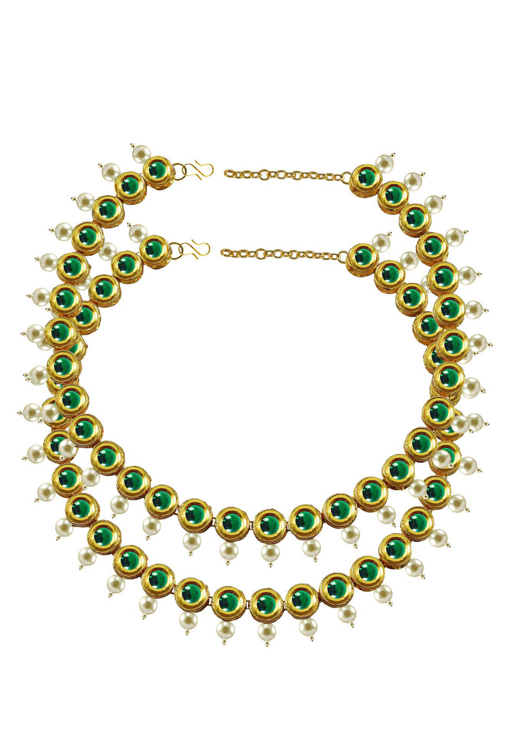 Green Brass Gold Plated Anklets 171385