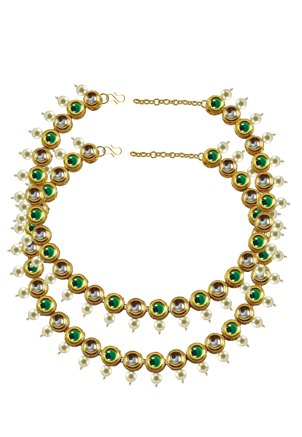 Green Brass Gold Plated Anklets 171388