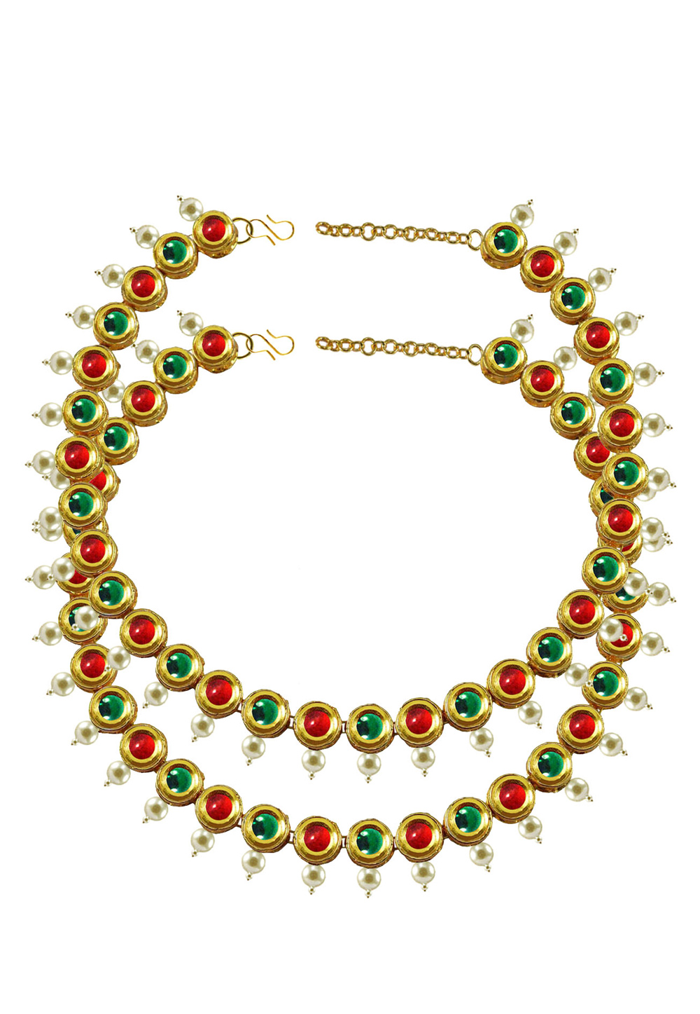 Green Brass Gold Plated Anklets 171389