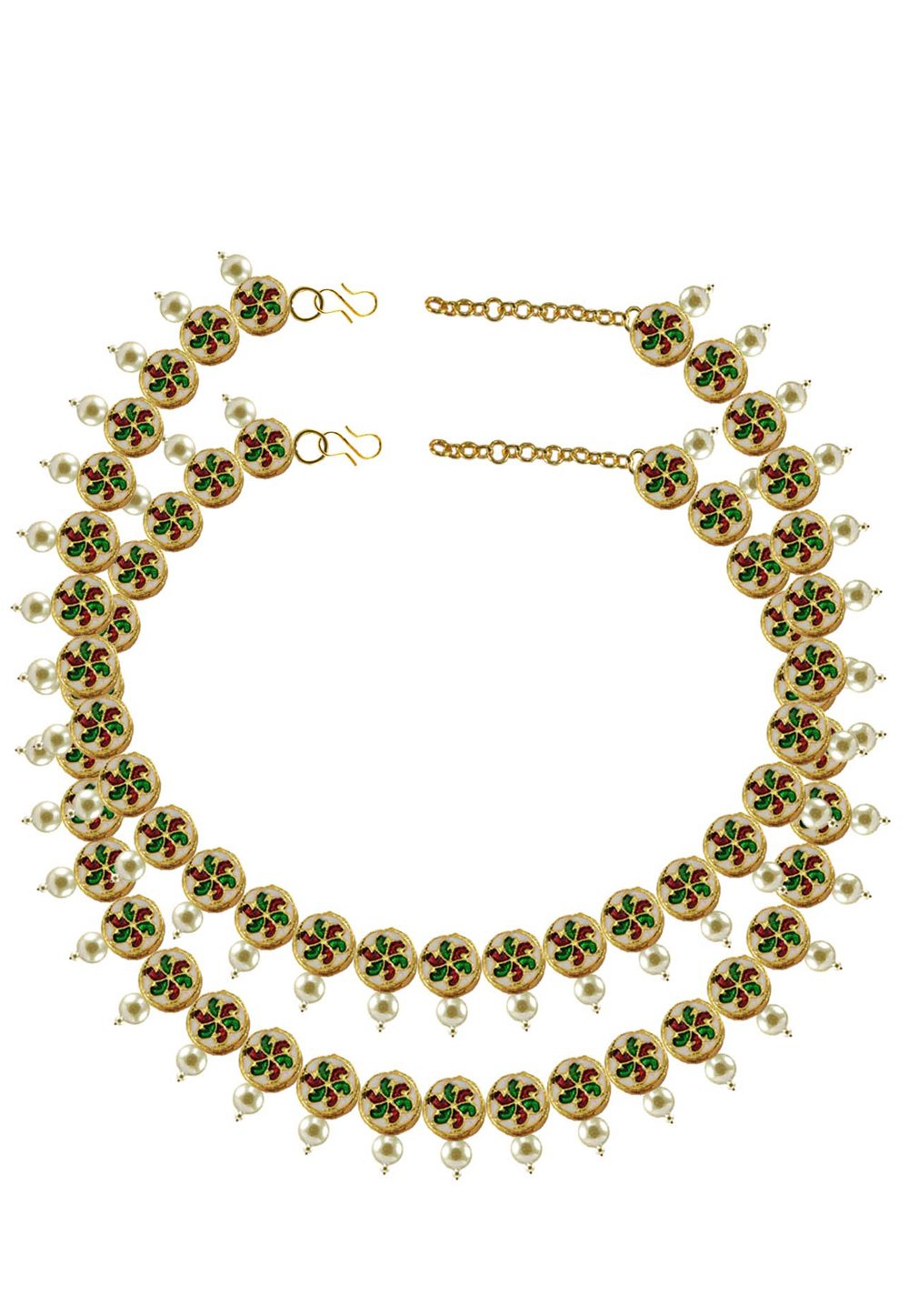 Green Brass Gold Plated Anklets 171391
