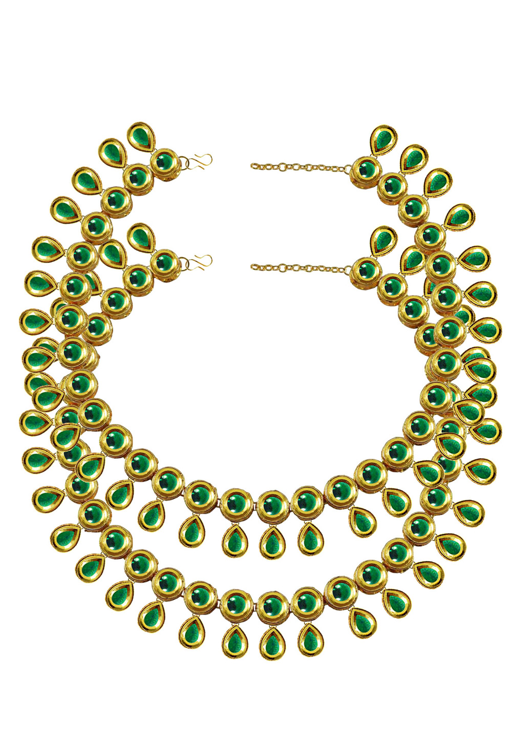 Green Brass Gold Plated Anklets 171401