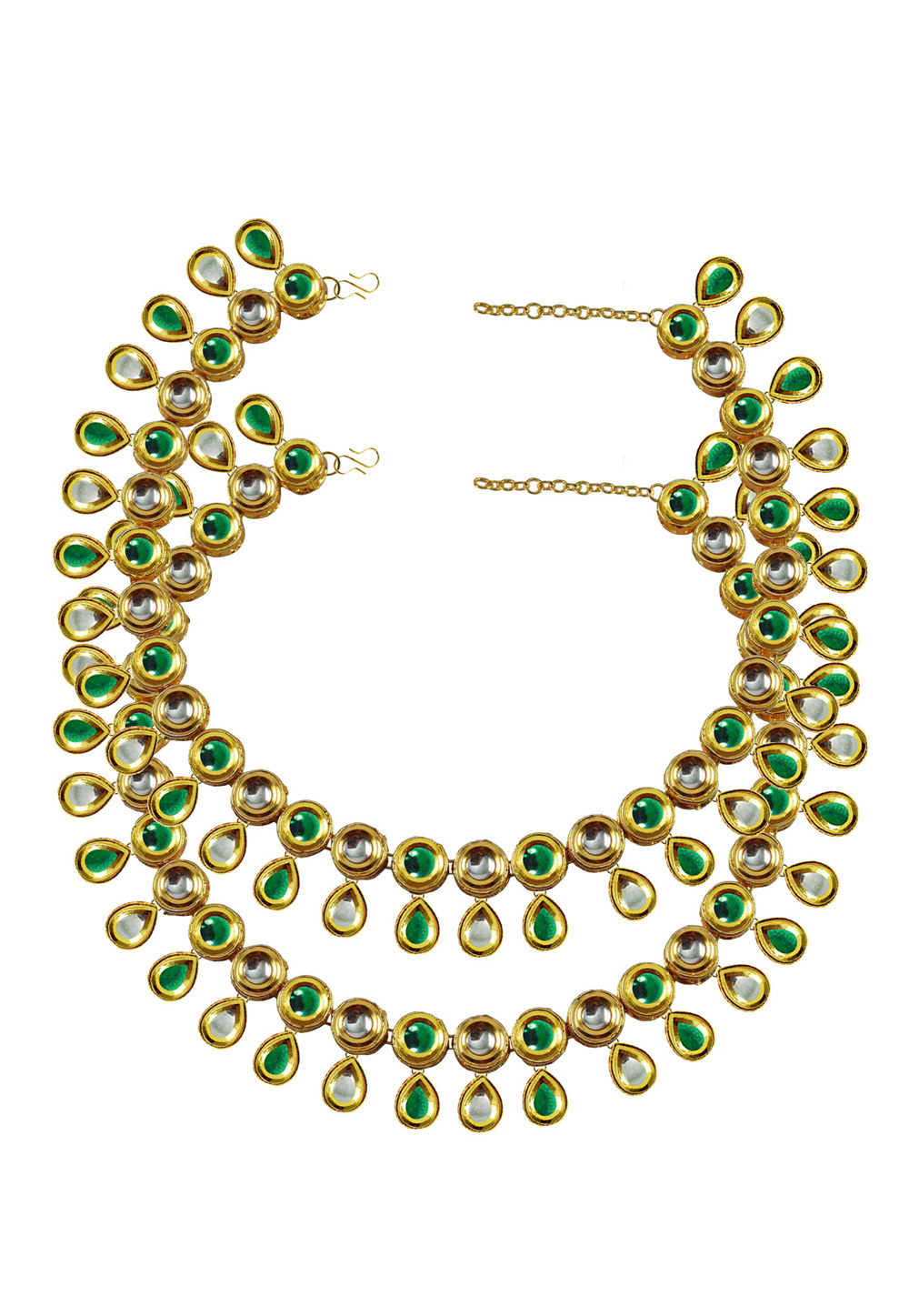 Green Brass Gold Plated Anklets 171403