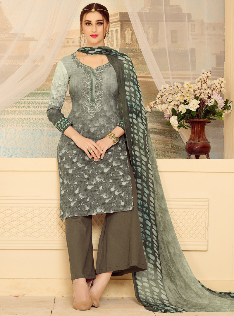 Camo Green Rayon Pakistani Style Suit 94456